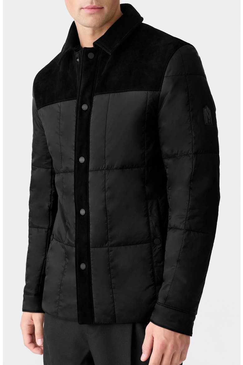 Henrick Mixed Media Insulated Water Resistant Shirt Jacket, Alternate, color, BLACK