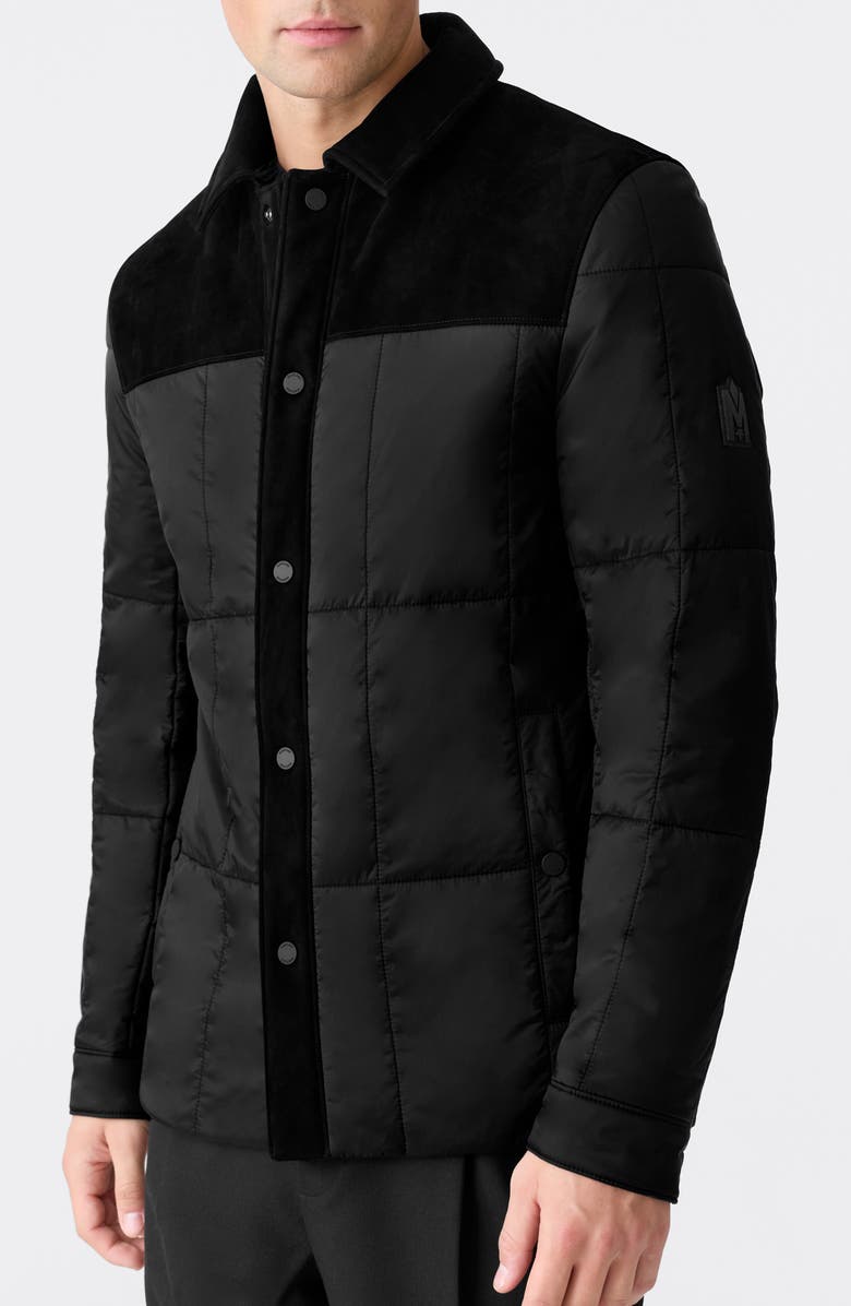 Mackage Henrick Mixed Media Insulated Water Resistant Shirt Jacket, Alternate, color, Black
