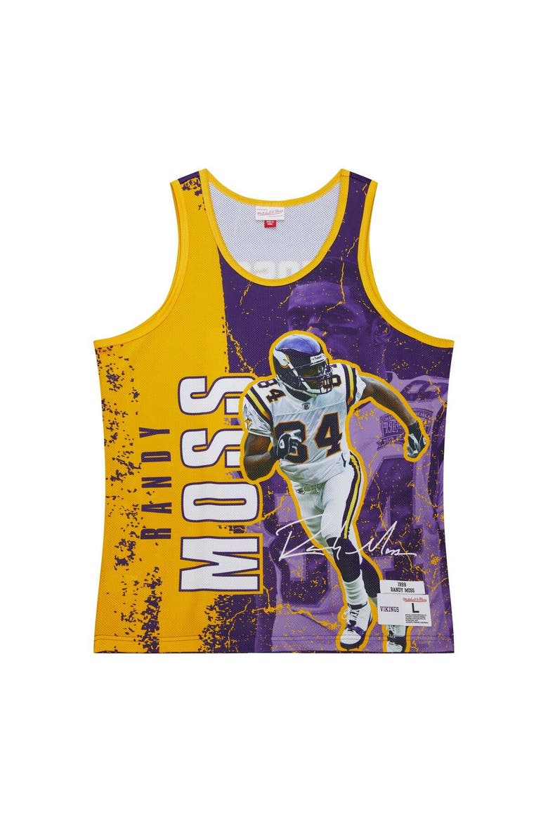 Men's Mitchell & Ness Randy Moss Purple Minnesota Vikings 1998 Player Burst Tank Top, Alternate, color, Purple