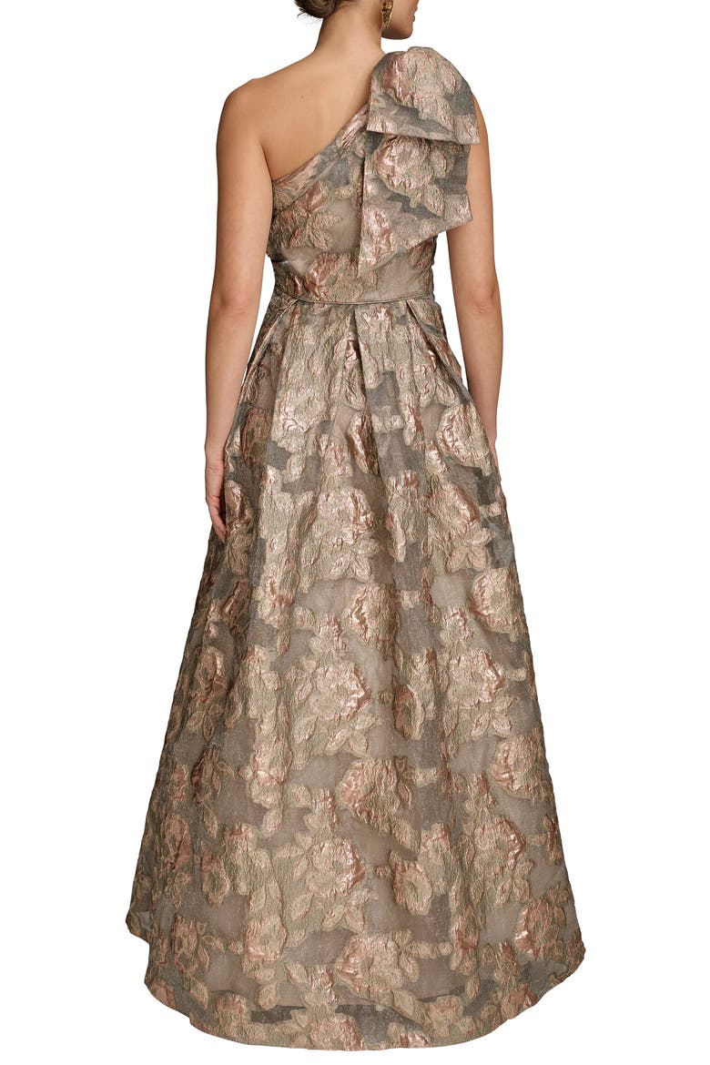 One-Shoulder Metallic Jacquard Gown, Alternate, color, SNOW PETAL MULTI