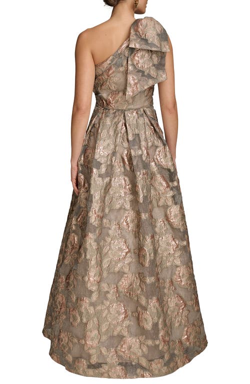 Donna Karan New York One-shoulder Metallic Jacquard Gown In Multi