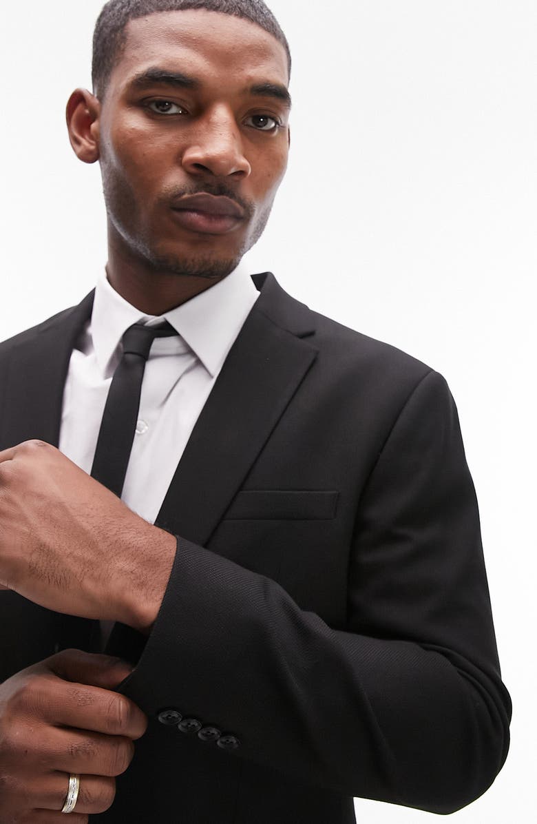 Topman Textured Slim Fit Suit Jacket, Alternate, color, 