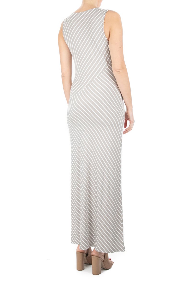 V-Neck Stripe Maxi Dress, Alternate, color, TAUPE/ WHITE