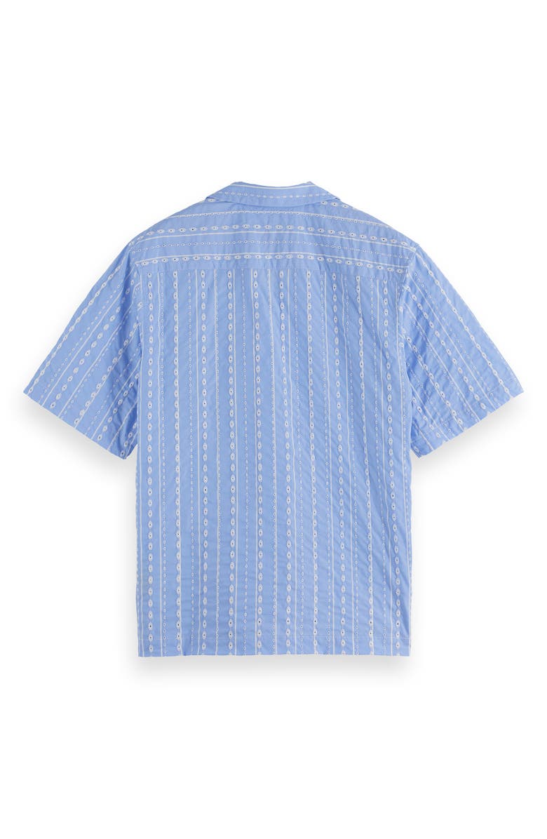Scotch & Soda Embroidered Cotton Camp Shirt, Alternate, color, Sky Blue