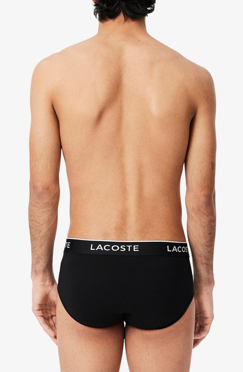 Lacoste Core Essentials Assorted 3-Pack Stretch Cotton Briefs, Alternate, color, Black