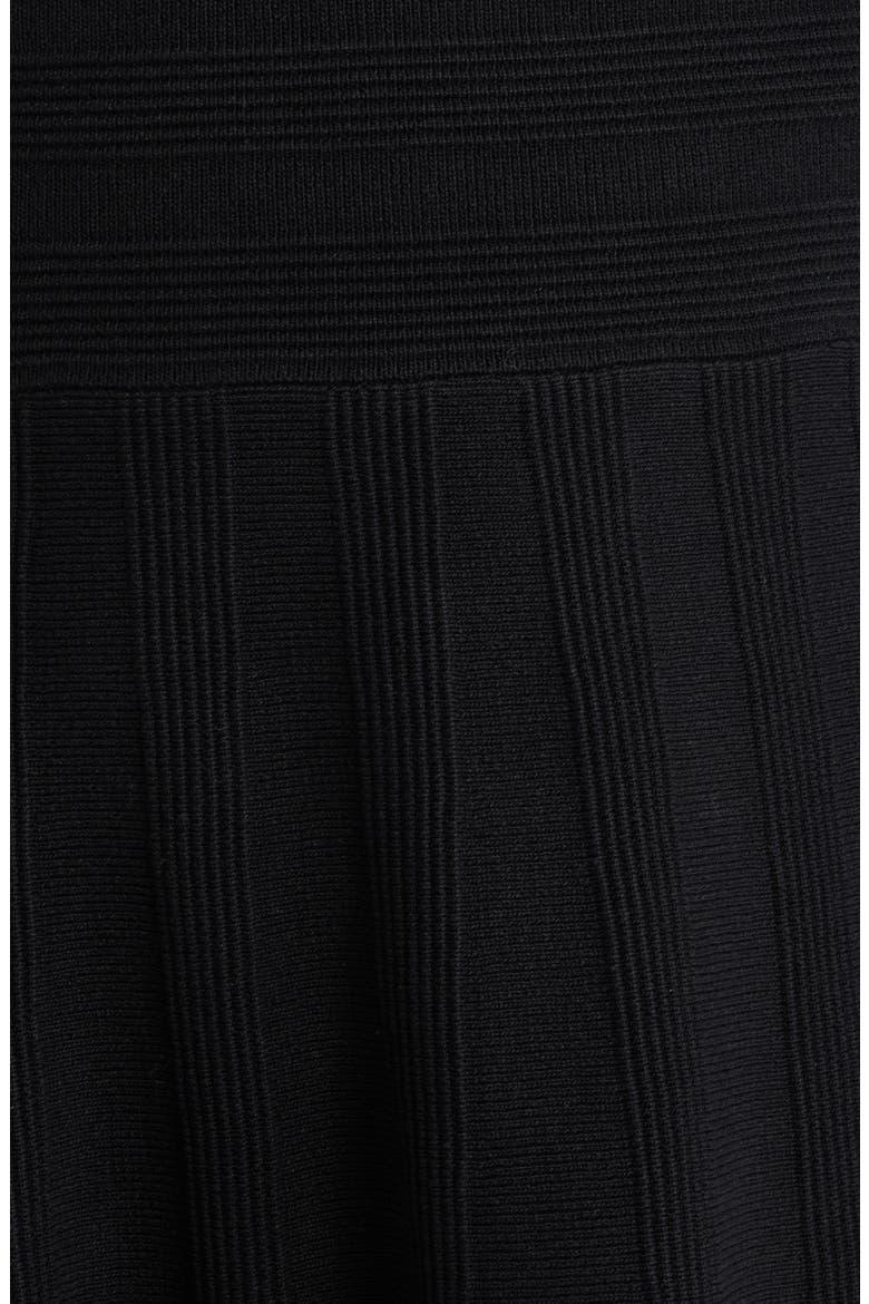 Metallic Rivet Detail Long Sleeve Fit & Flare Ottoman Knit Dress, Alternate, color, BLACK