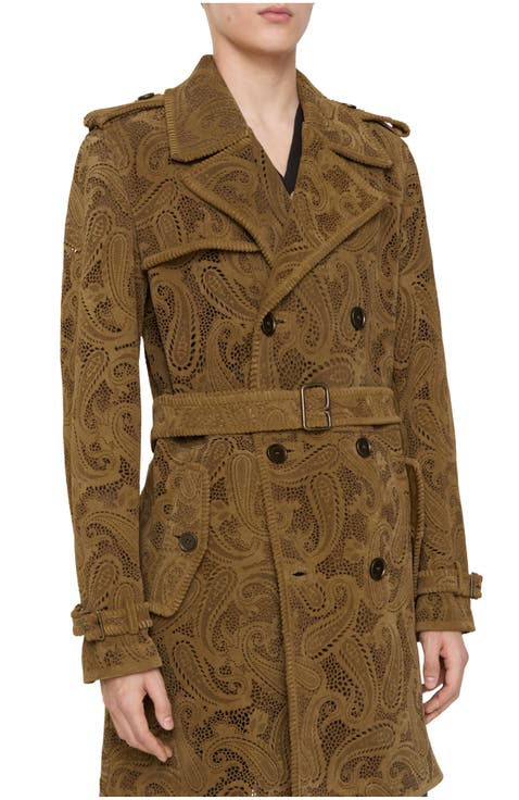 Mid-length Paisley Suede Lawshall Trench Coat