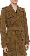 Burberry Mid-length Paisley Suede Lawshall Trench Coat