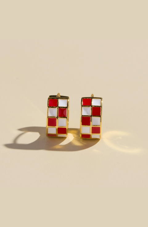 Checkered Enamel Huggies