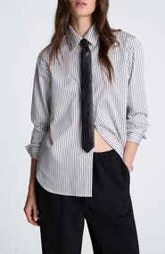 Kenneth Cole Striped Boyfriend Shirt with Necktie