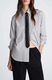 Striped Boyfriend Shirt with Necktie