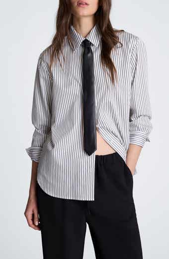 Striped Boyfriend Shirt with Necktie