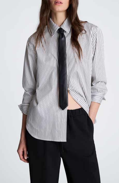 Striped Boyfriend Shirt with Necktie
