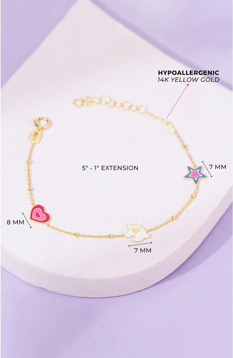 In Season Jewelry 14k Enamel Unicorn Power Bracelet, Alternate, color, Multi-Color