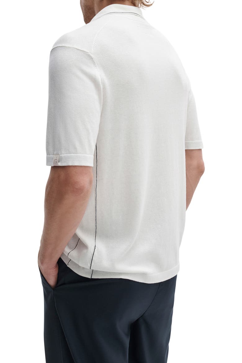 Conrad Silk & Cotton Johnny Collar Polo, Alternate, color, CHALK
