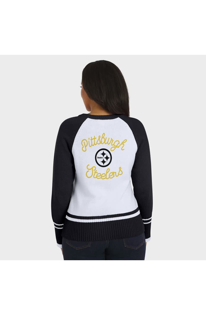 WEAR by Erin Andrews Women's WEAR by Erin Andrews White/Black Pittsburgh Steelers Colorblock Raglan Sweater, Alternate, color, White
