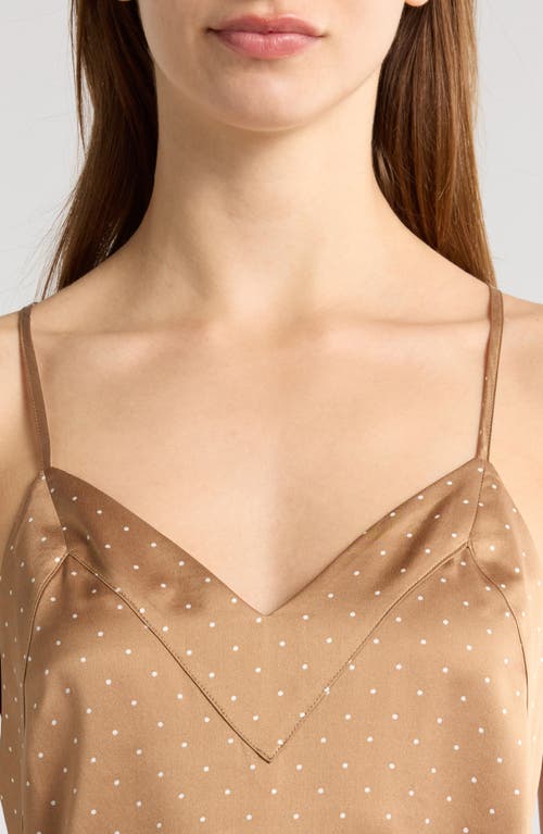 Nordstrom Sandwashed Silk Chemise In Tan Burro Dot