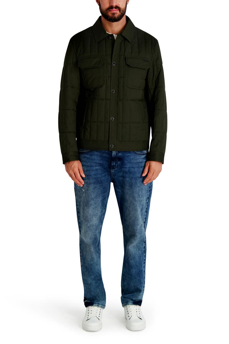 Quilted Herringbone Shirt Jacket, Alternate, color, OLIVE