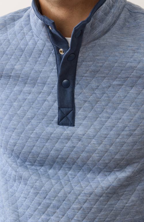 Marine Layer Corbet Reversible Quilted Snap Placket Sweatshirt In Blue