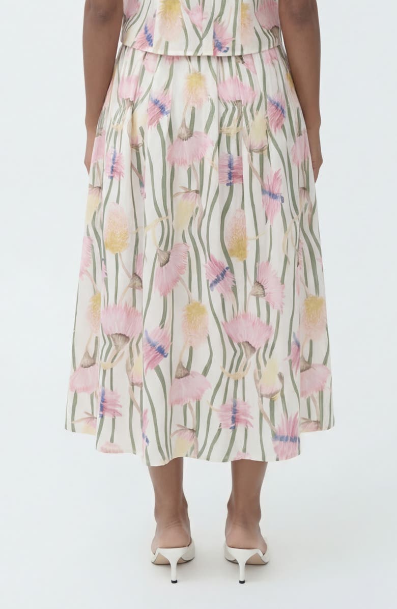 The Lulo Project The Reef Print Pleated Linen & Cotton Maxi Skirt, Alternate, color, Aussie Desert Flowers