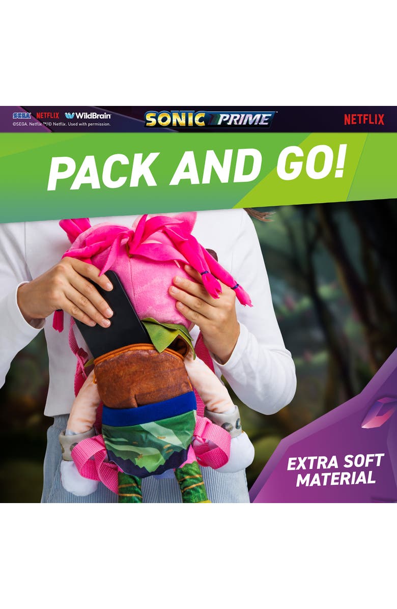Sonic Prime 15 Inch Plush Kids Backpack Thorn Rose, Alternate, color, Multicolored