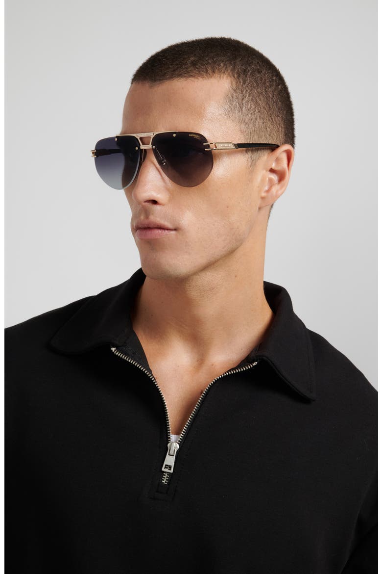 63mm Gradient Oversize Rectangular Sunglasses, Alternate, color, GOLD BLACK/ DARK GREY SF