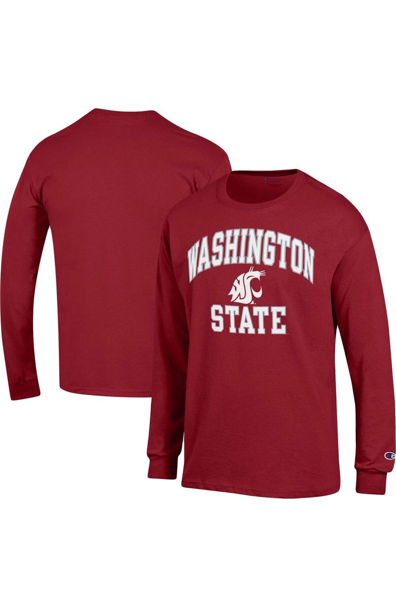 Champion Men's Champion Crimson Washington State Cougars High Motor Long Sleeve T-Shirt, Main, color, 