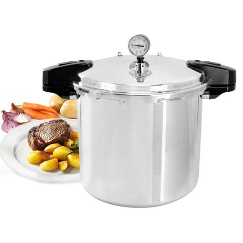 24 Quart Large Capacity Aluminum Stovetop Pressure Cooker for Induction and Gas Stove-Tops