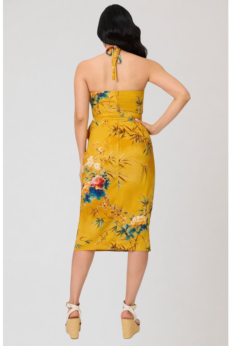 Leilani Sleeveless Sarong Dress, Alternate, color, Yellow Floral Print