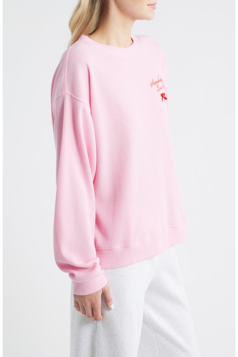 Somebody Loves You Waffle Knit Graphic Top, Alternate, color, PINK