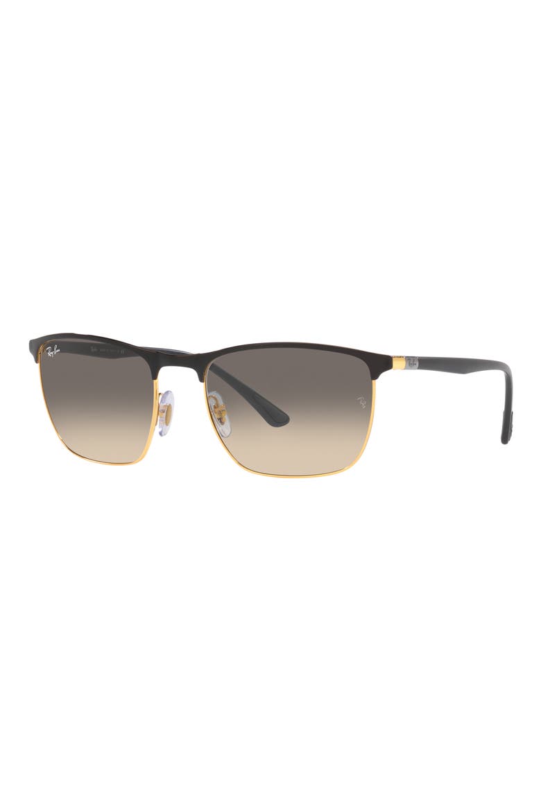 57mm Gradient Square Sunglasses, Alternate, color, BLACK