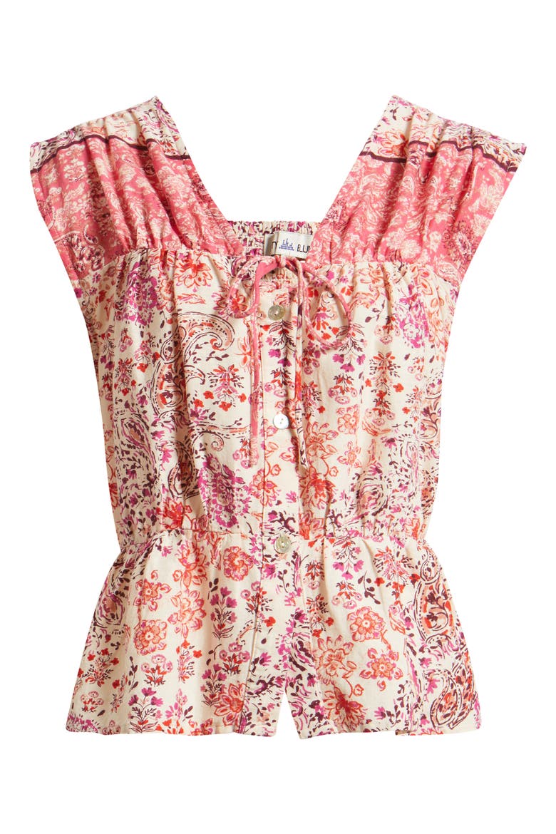 Paisley Print Sleeveless Peplum Shirt, Alternate, color, RED/ BRIGHT ROSE