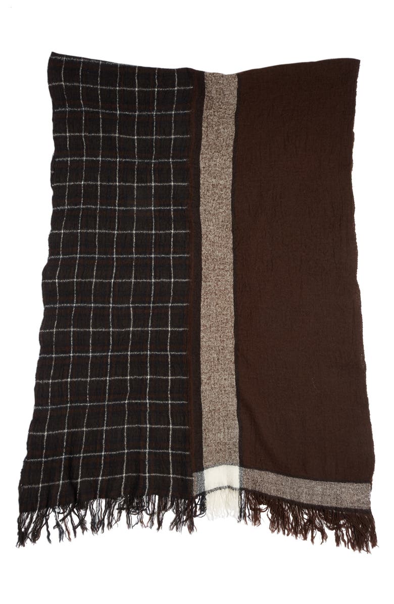 Y's by Yohji Yamamoto Y's by Yohjj Yamamoto Two Panel Check Wool Scarf, Main, color,