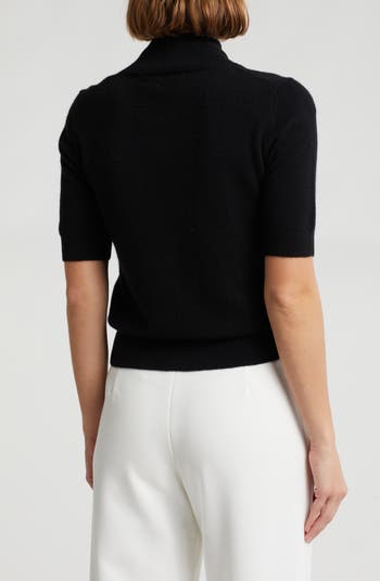 T Tahari Mock Neck Elbow Length Sleeve Cashmere Sweater