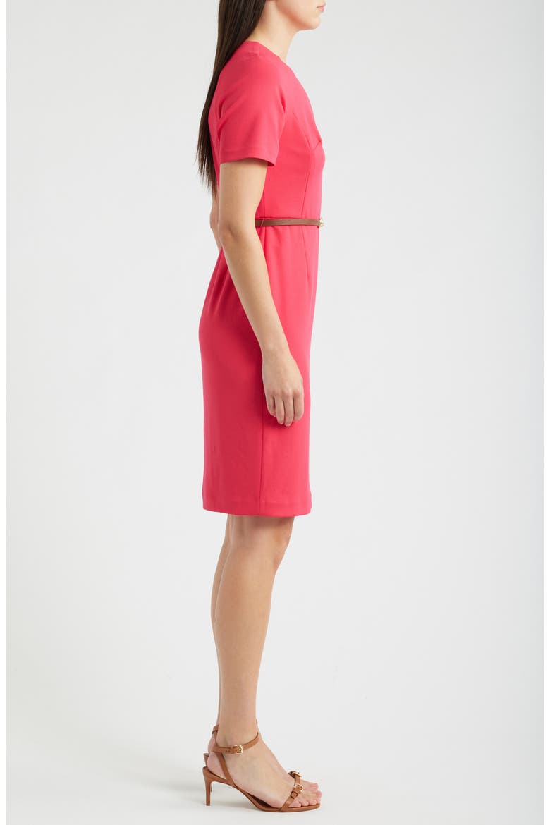 Keyhole Belted Sheath Dress, Alternate, color, GRENADINE
