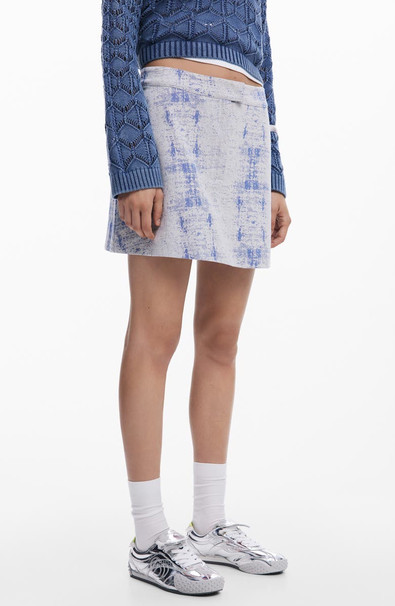 Desigual Distressed Pattern Miniskirt, Alternate, color, Light Blue