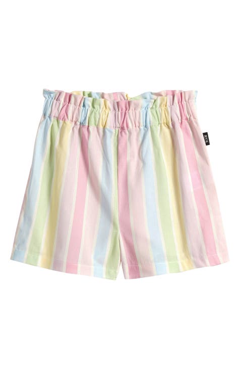 Kids' Sorbet Stripe Paperbag Waist Cotton Shorts (Toddler & Little Kid)