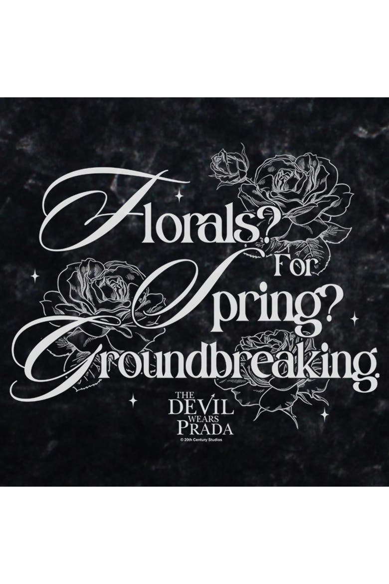 Junior's The Devil Wears Prada Florals for Spring Groundbreaking Quote  Graphic T-Shirt, Alternate, color, Black