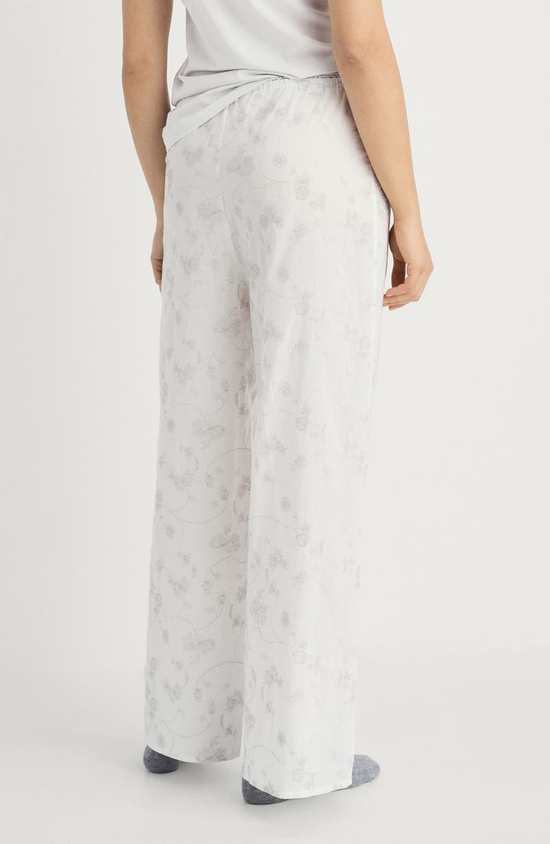 MANGO Floral Embroidered Pajama Pants, Alternate, color, White