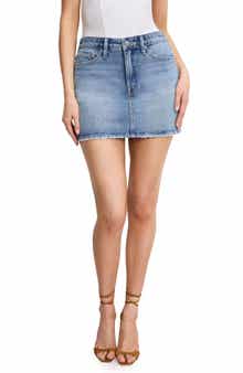 Good American '90s Raw Hem Denim Miniskirt