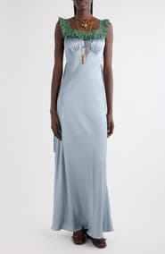 Chloé Lace Trim Silk Satin Column Dress