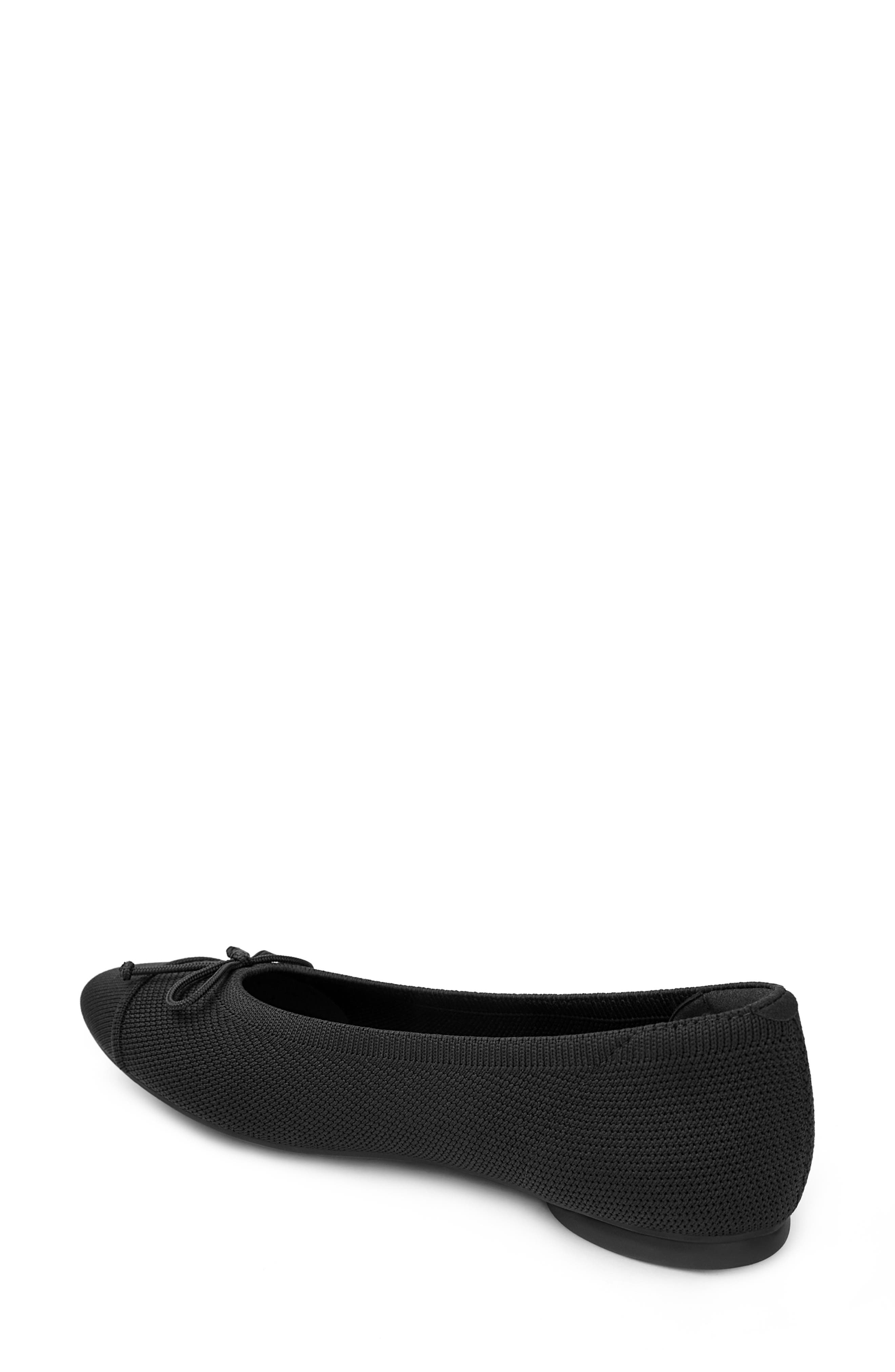 Tiana Almond-Toe Bow Flats, Alternate, color, BLACK