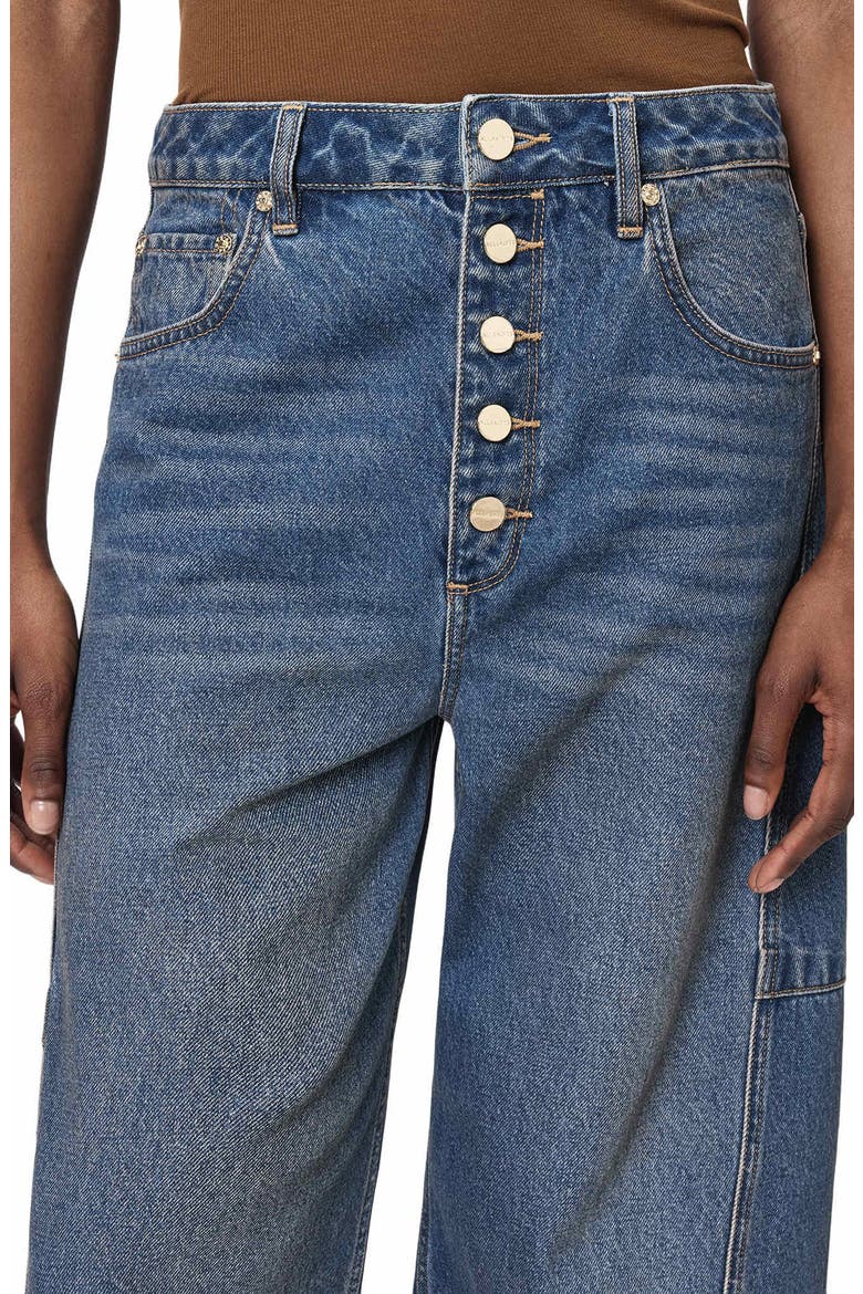 Carter Button Fly High Waist Barrel Jeans, Alternate, color, TINTED INDIGO