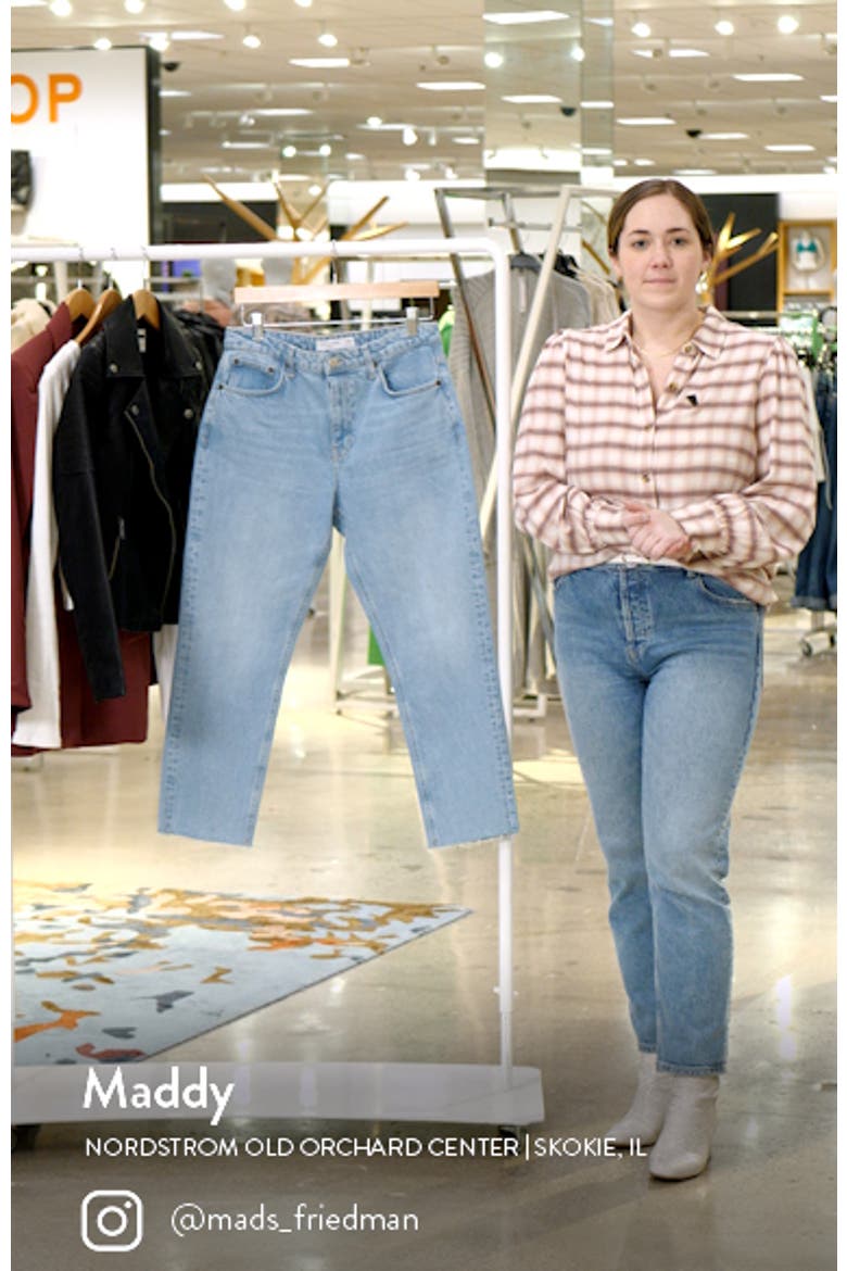Mid Rise Raw Hem Straight Leg Jeans video