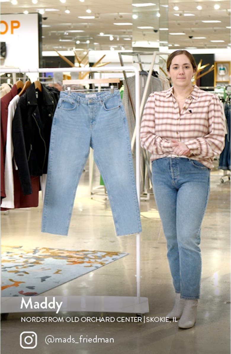 Mid Rise Raw Hem Straight Leg Jeans, sales video thumbnail