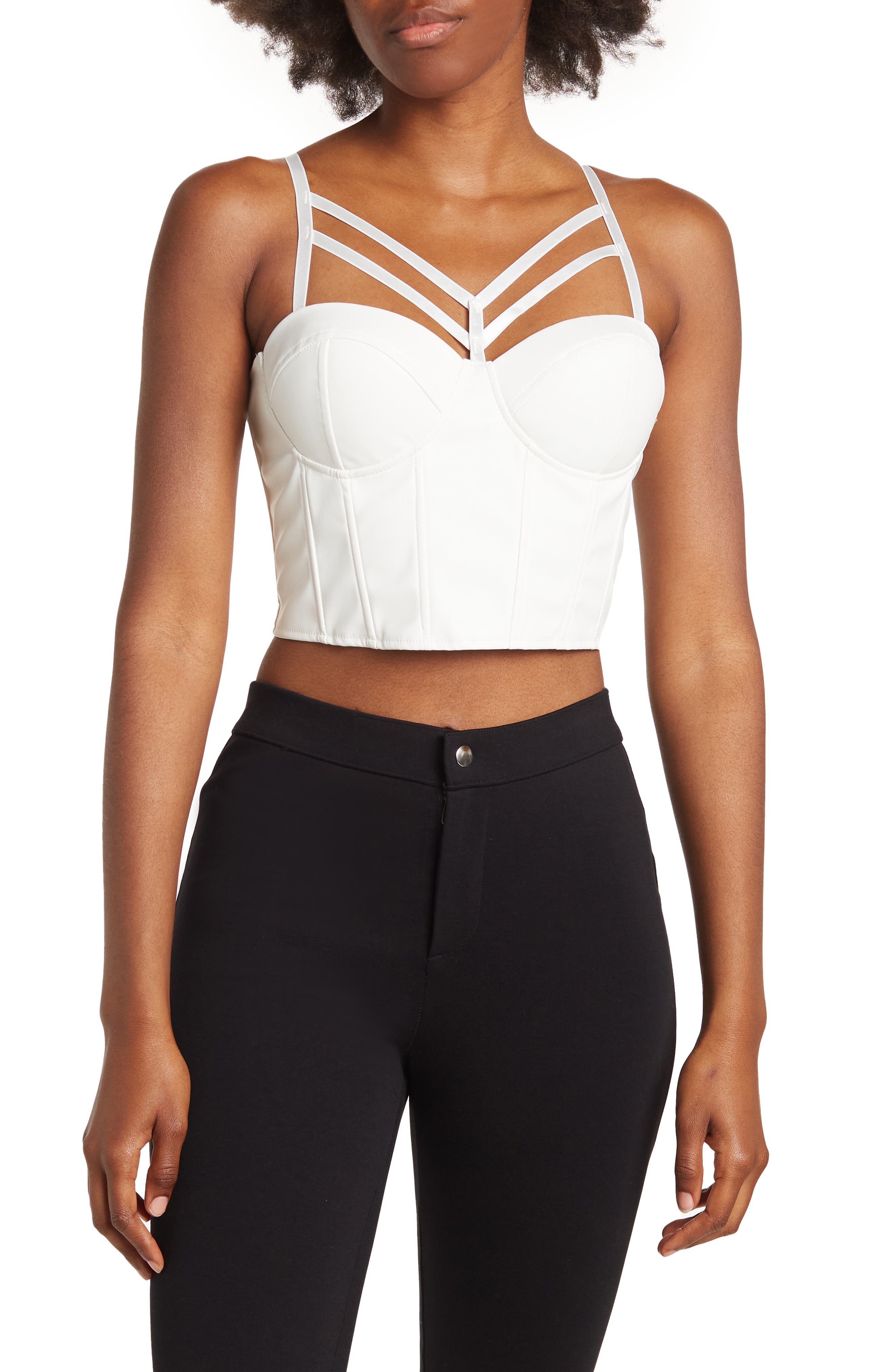 SECRET LACE Caged Front Vegan Leather Bustier (Women) | Nordstromrack