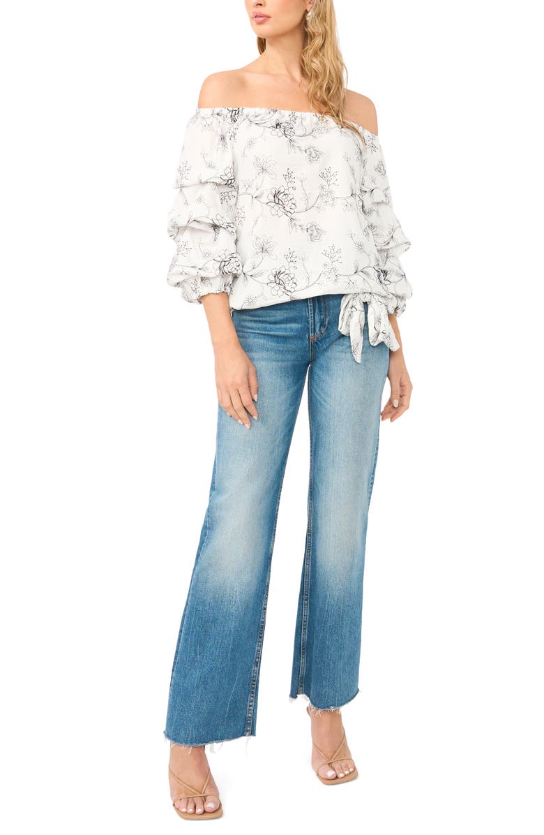 Vince Camuto Bubble Sleeve Off the Shoulder Top, Alternate, color, Ultra White