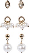 Laura Ashley Set of 3 Cubic Zirconia & Imitation Pearl Earrings