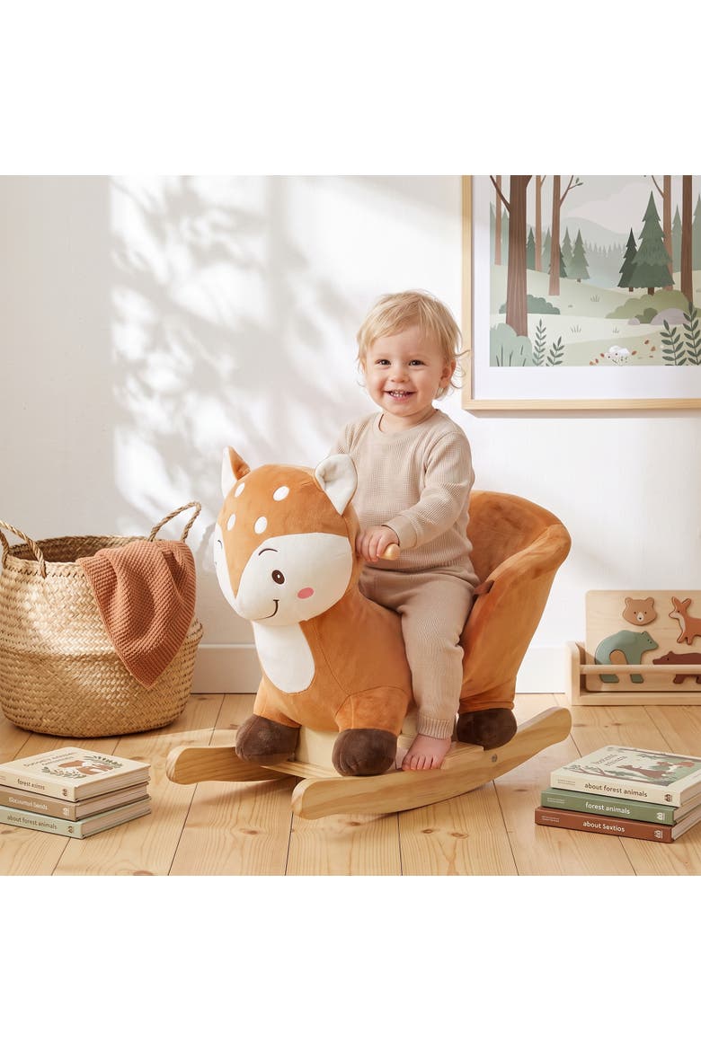 Spotted Deer Plush Rocking Animal, Alternate, color, Brown