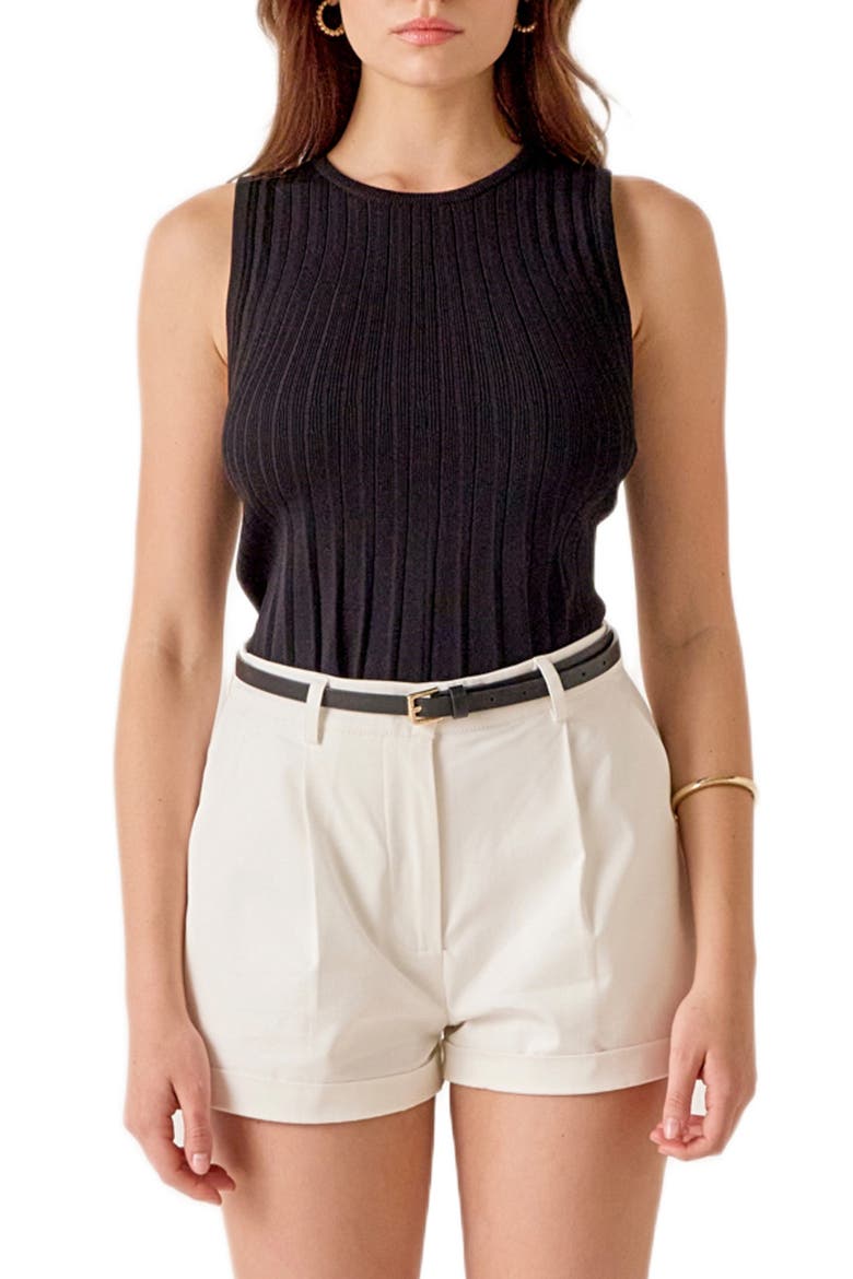 Sleeveless Knit Top, Main, color, BLACK